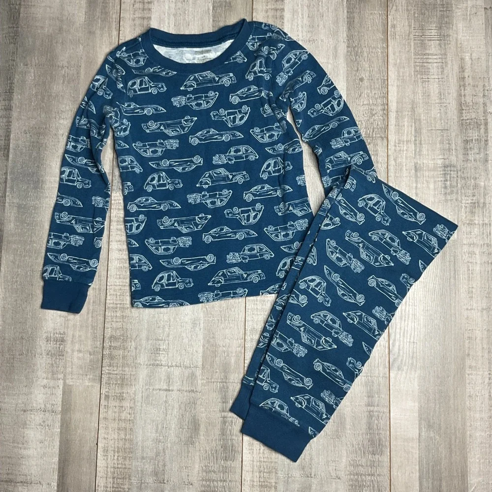 Gymboree Boys Blue Vintage Car Print Pajama Set 2-Piece Cotton Snug Fit Size 6
